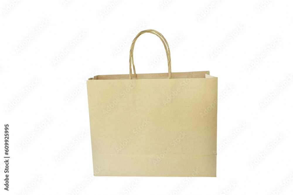brown paper bag with handle isolated on white background brown paper bag with handle isolated on white background