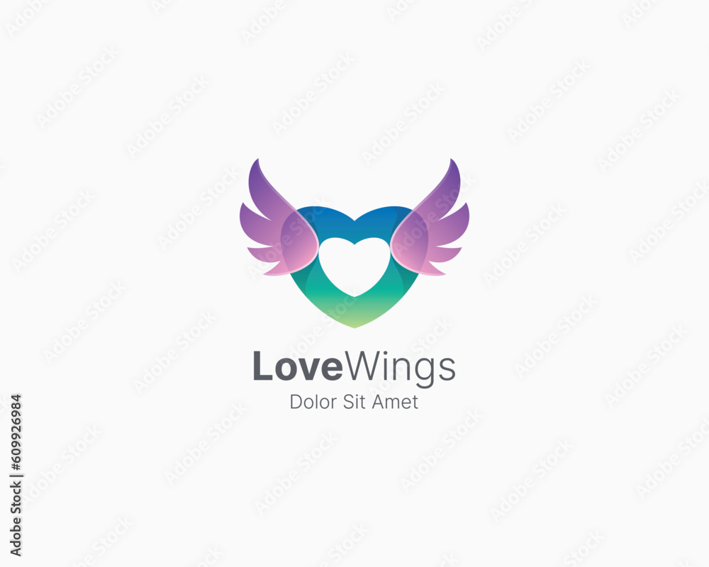 Fototapeta premium Love wings colorful gradient logo