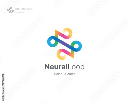 Neural letter n with infinity with colorful gradient logo