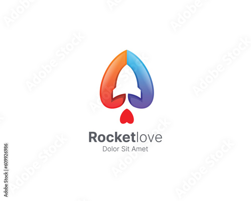 Rocket love with colorful gradient logo
