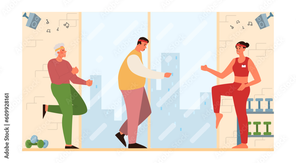 People doing exercises in the gym. Fitness club interior with sport People doing exercises in the gym. Fitness club interior with sport