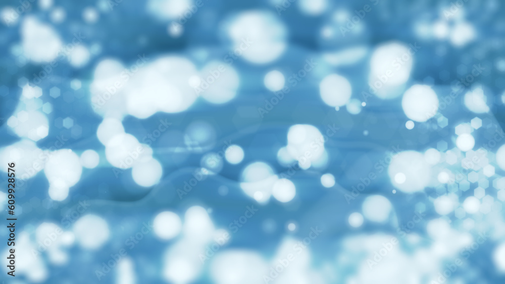 light blue silver fervent gentle forms with bokeh background - abstract 3D rendering