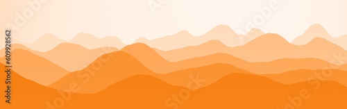 creative orange mountains peaks in the sunrise time digital graphic background illustration