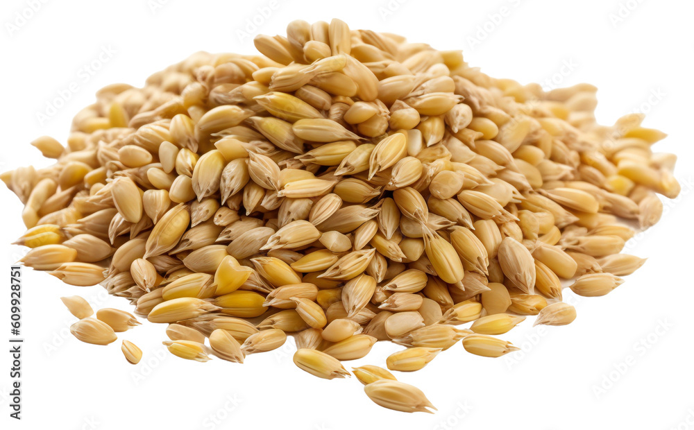 Obraz premium A pile of barley lies. Isolated on a transparent background. KI. 