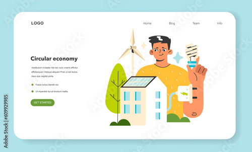 Resource efficiency web banner or landing page. Optimal reuse