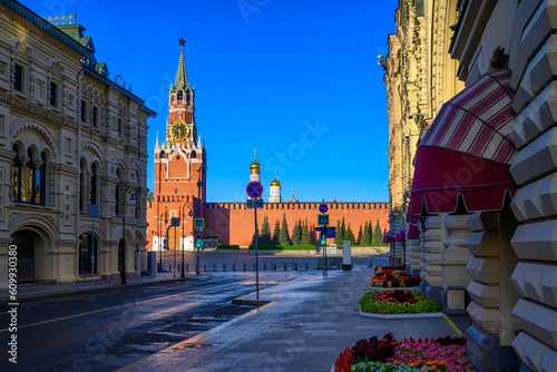 Ilinka Street and Red Square in Moscow, Russia. Architecture and landmarks of Moscow. Cityscape of Moscow