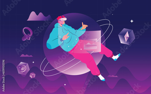 metaverse digital illustration vector