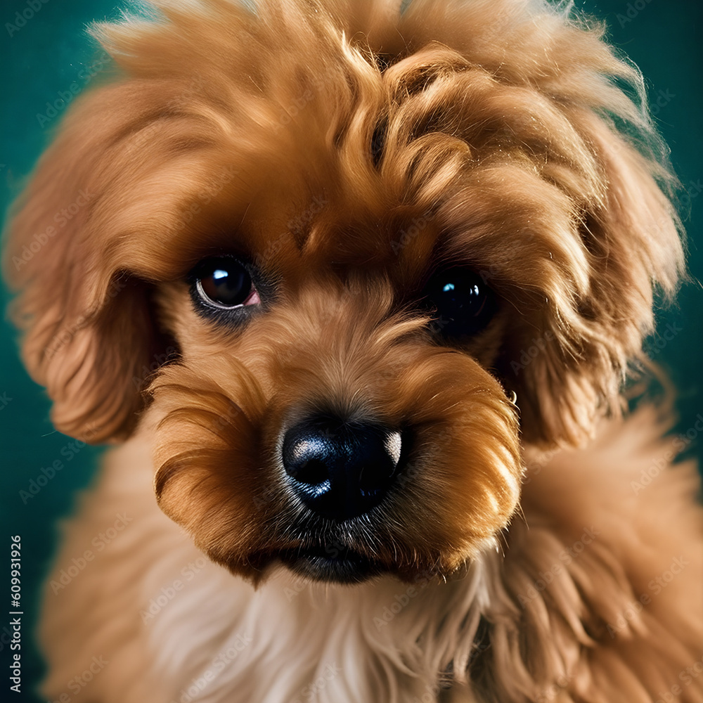 Cute close up image of a poodle. (AI-generated fictional illustration)
Cute close up image of a poodle. (AI-generated fictional illustration)