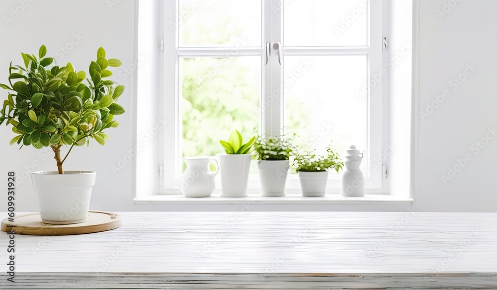 House decor inspiration. Table with stylish pot and plant on modern interior table House decor inspiration. Table with stylish pot and plant on modern interior table
