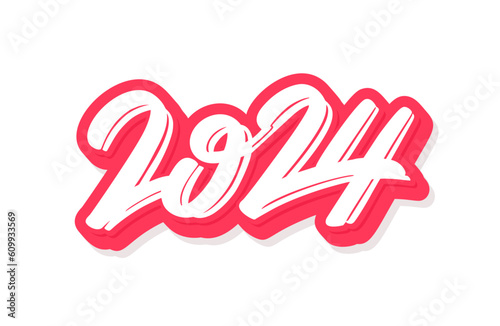2024 year. Vector handwritten lettering text.