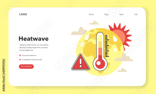 Climate change causing abnormal heat waves web banner or landing