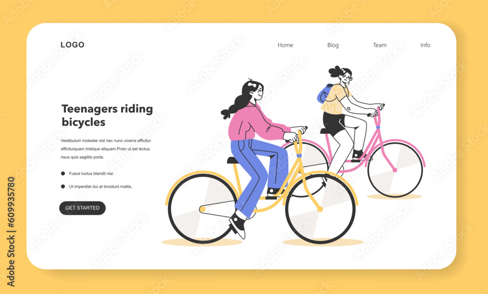 Fototapeta premium Healthy and active lifestyle web banner or landing page. Young teenage