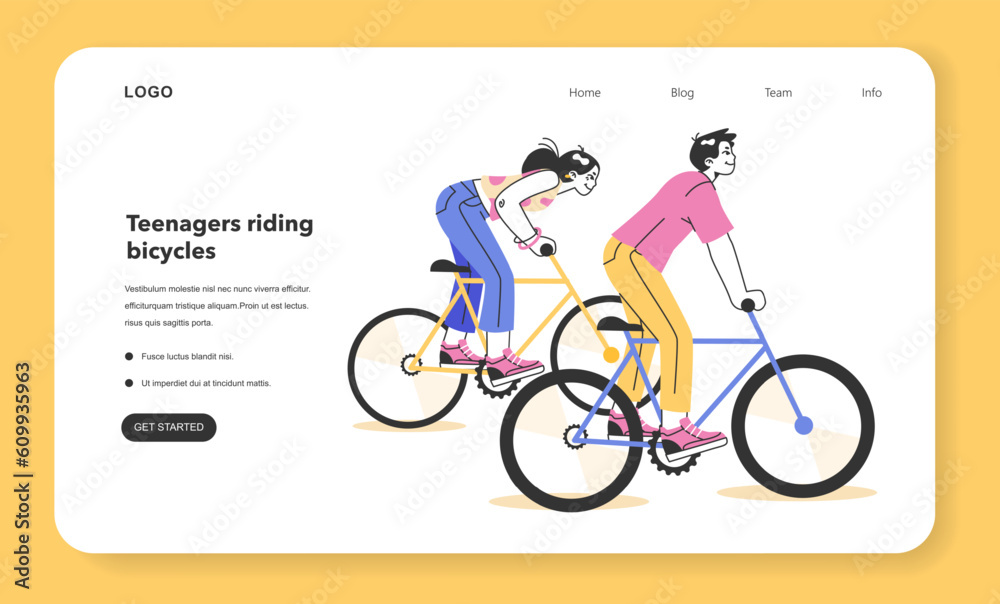 Fototapeta premium Healthy and active lifestyle web banner or landing page. Young teenage