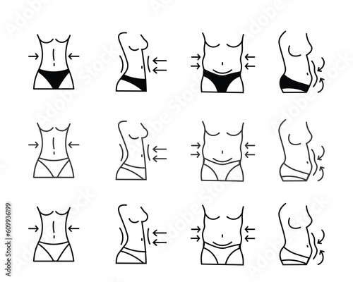 Illustration of different body types, digital art, vectors