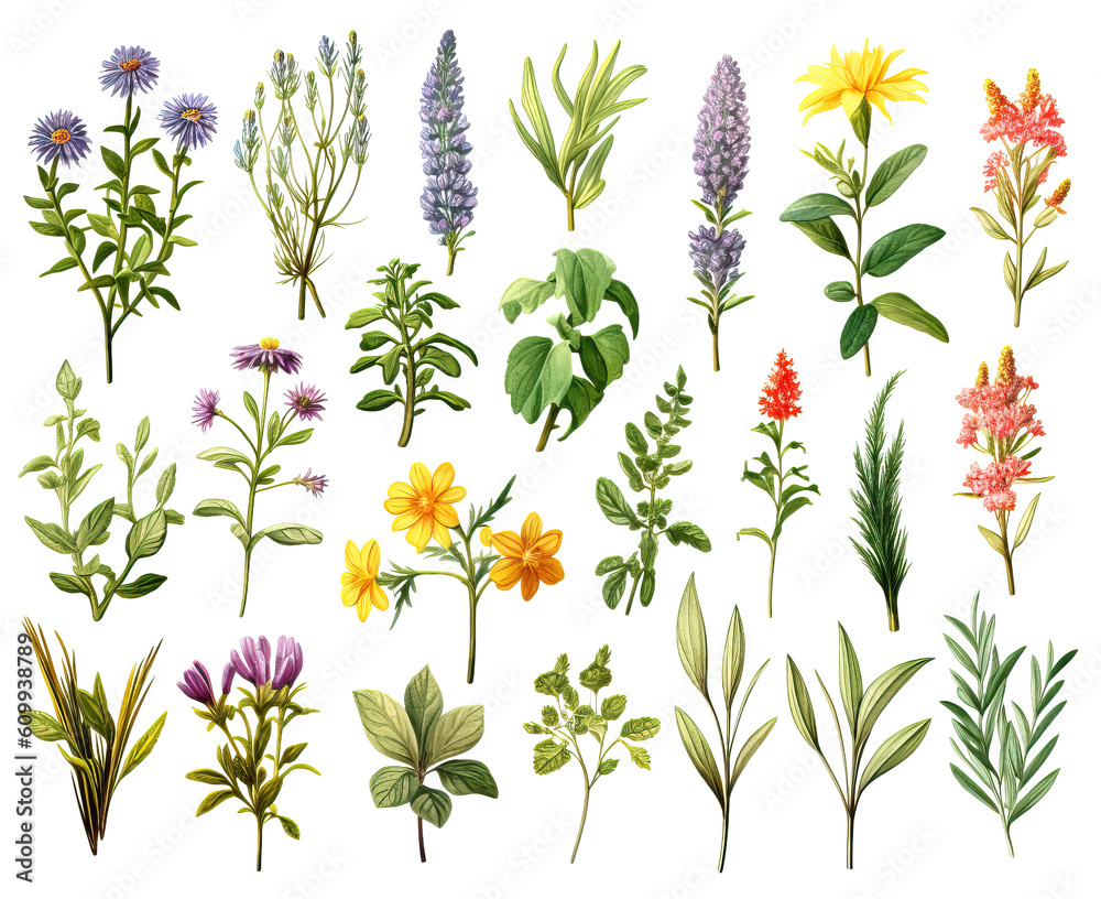 Drawn wild flowers on a white background. Drawn wild flowers on a white background.