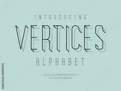 Vector of abstract 3 dimension style alphabet design with uppercase, numbers and symbols