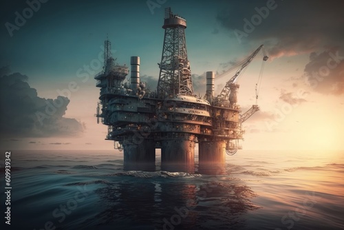oil platform in the sea, Generative ai