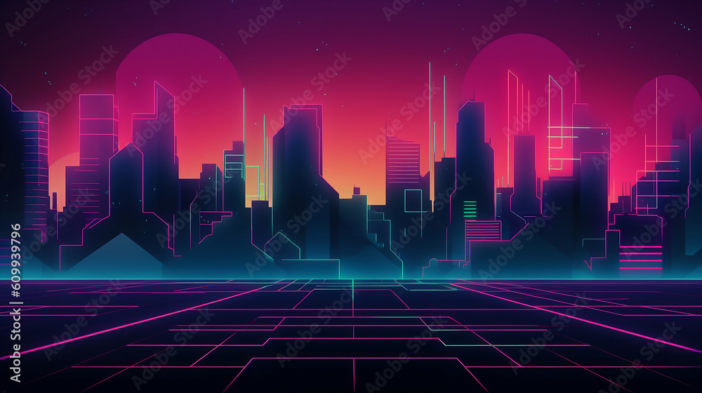 Colorful, vibrant cyberpunk background