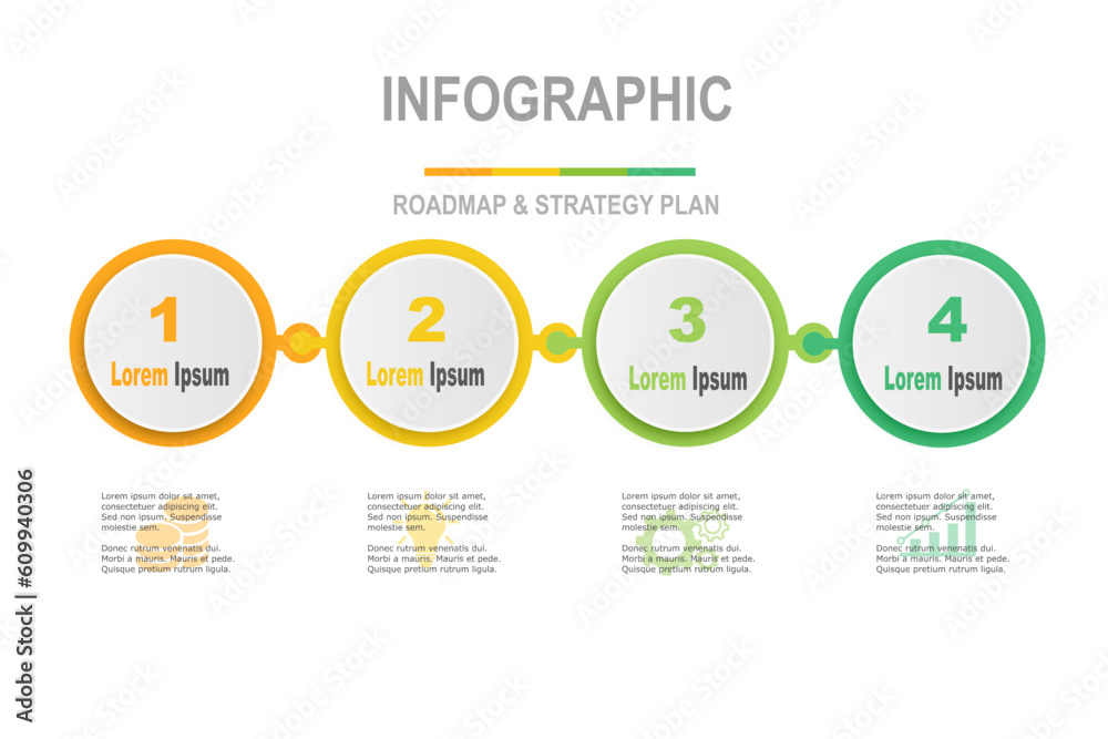 Multi color infographic elements template, business concept with , 4 ...