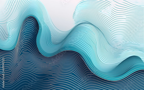 Blue curve abstract background created with generative ai tecnology.