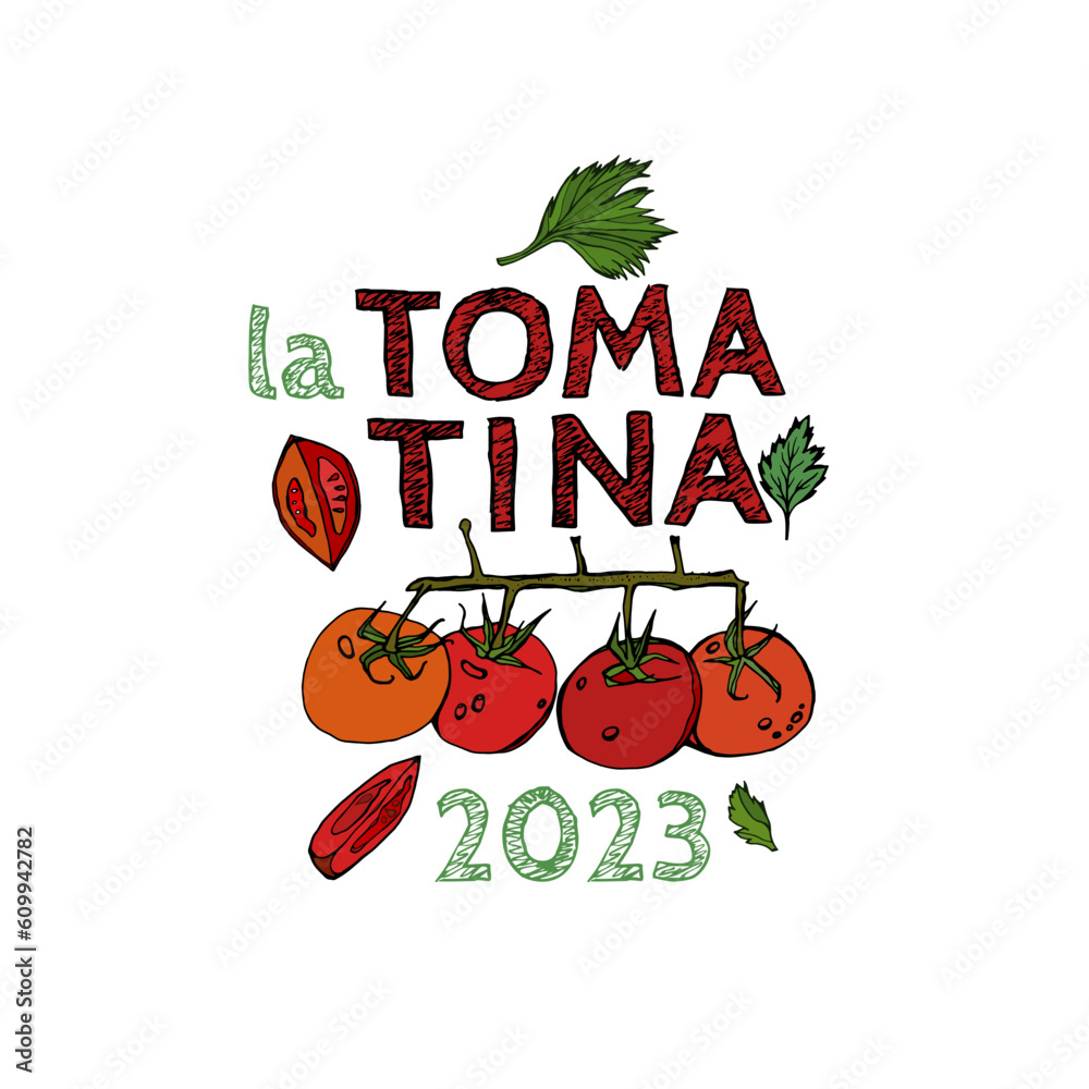 La Tomatina Food Festival In Spain Vector Illustration Stock Vector la-tomatina-food-festival-in-spain-vector-illustration-stock-vector