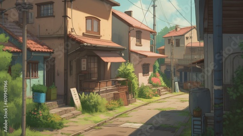 LOFI street illustration, colorful anime manga style wallpaper background design, Generative AI © Filip