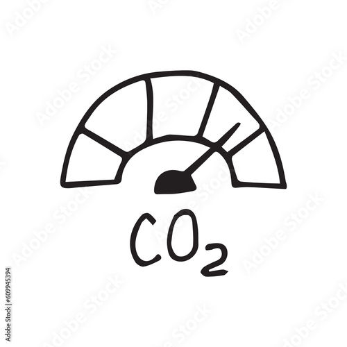 ecology. carbon dioxide. CO2. doodle art. vector drawing. black and white color. the icon is drawn manually. on a white background. easy drawing.