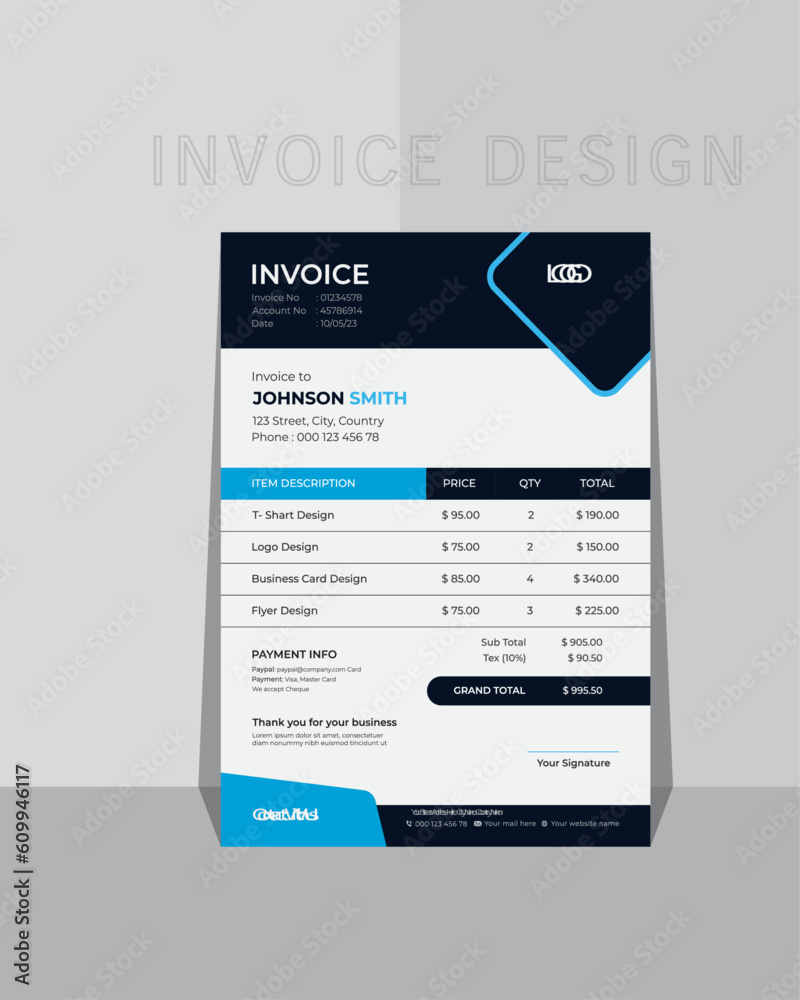 Clean and professional corporate Invoice design. Clean and professional corporate Invoice design.
