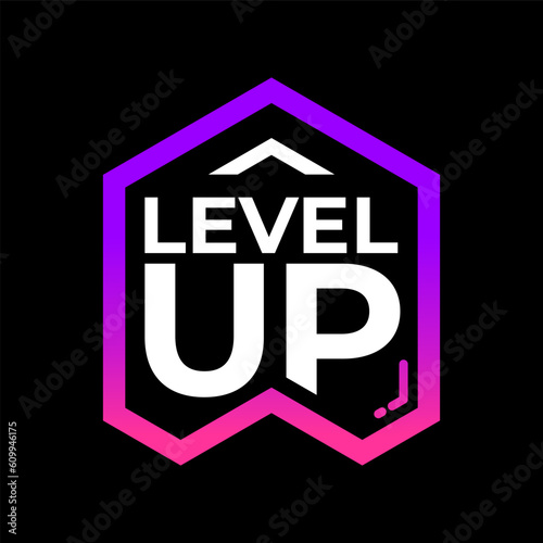 Level Up in Modern Typography with Arrow Frame Logo Design. Sporty, Modern, Minimalist, Fresh Concept. Vector Illustration