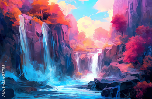 colorful river scene