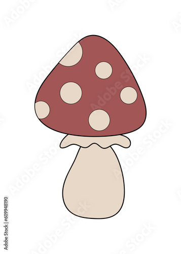 Groovy mushrooms retro vector illustration. Cartoon flat simple