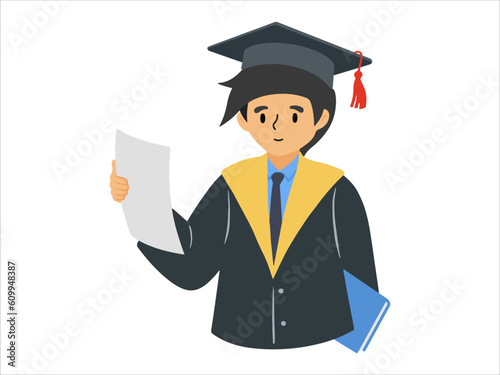 Presentation character Graduation wearing toga uniform
