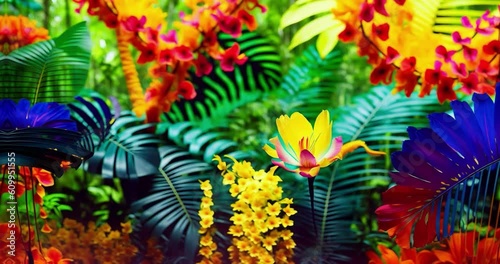 Rainbow Rain Forest of Color Generative AI Animation