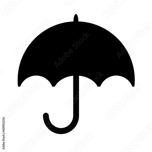 Black umbrella on white background.