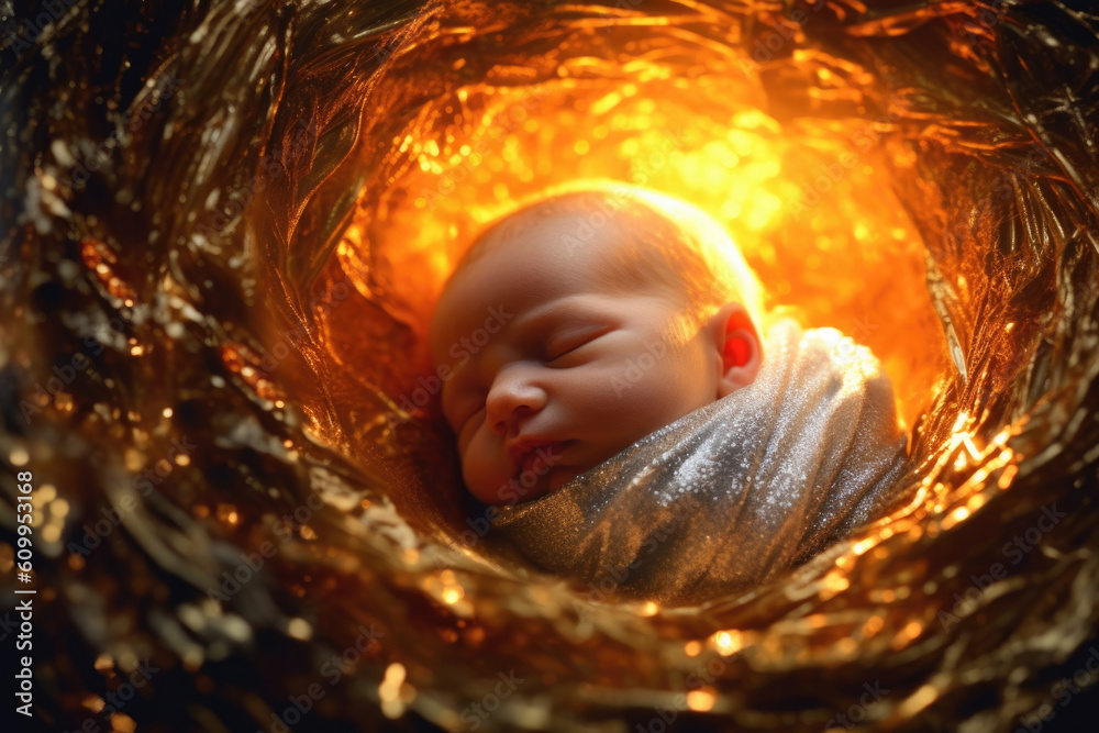 Innocence like a newborn sunrise reflecting the infinite potential of the universe. AI generation Innocence like a newborn sunrise reflecting the infinite potential of the universe. AI generation