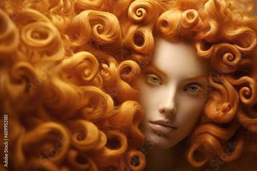 Captivating cranium A sunkissed dome hosting a cascade of flawless curls.. AI generation