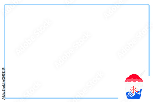 カキ氷とフレーム。暑い夏のコンセプト。