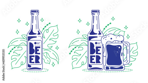 bottle of beer set