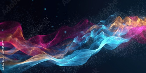 colorful particles waves on dark background © Photo And Art Panda