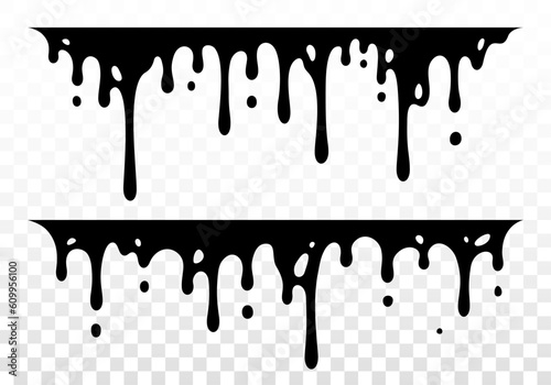 Paint dripping. Dripping liquid. Paint flows. Current paint, stains. Current drops. Current inks. Vector illustration. Flowing liquid. Stencil drops. Paint splatter. Molten. Chocolate drops. Oil drop