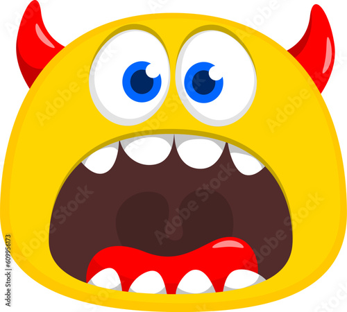 .Funny cartoon monster character. Illustration of cute and happy creature or alien. Halloween vector design isolated