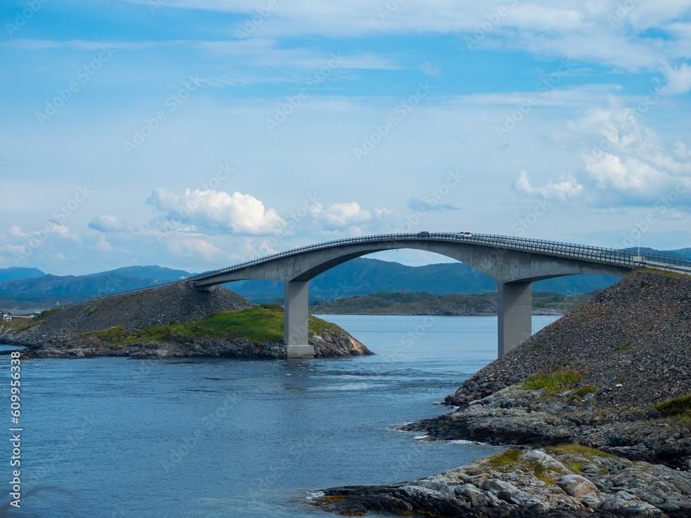 Obraz premium Atlantic road in summer in Norway. View on bridge and sea