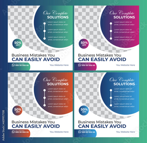 Digital Marketing Social Media Post design template Bundle Premium Vector