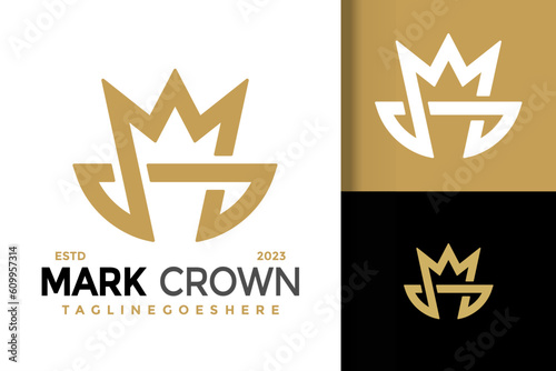 Simple modern crown initial letter m logo vector icon illustration