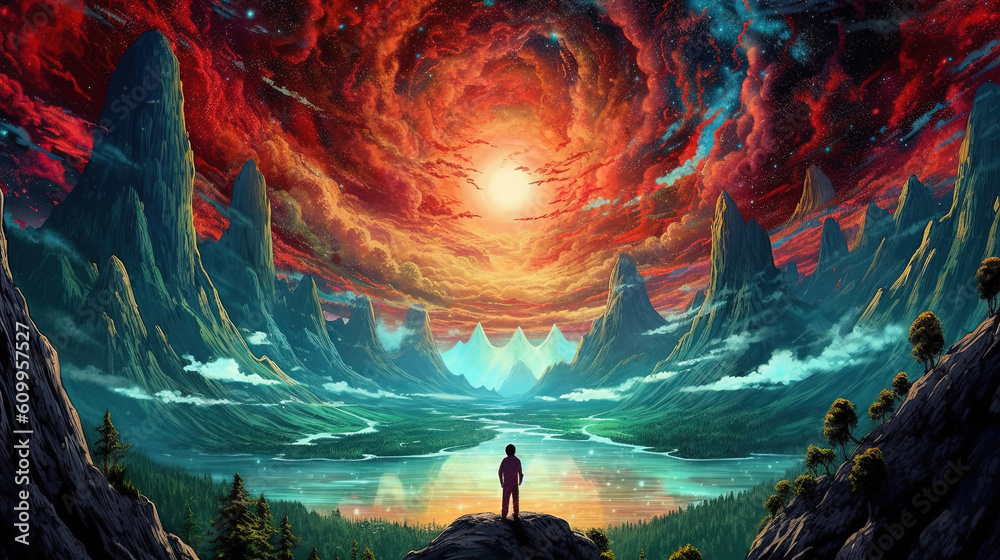 Obraz premium Digital fantasy landscape of the universe