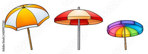 Cartoon cute doodle sunshade umbrellas set.