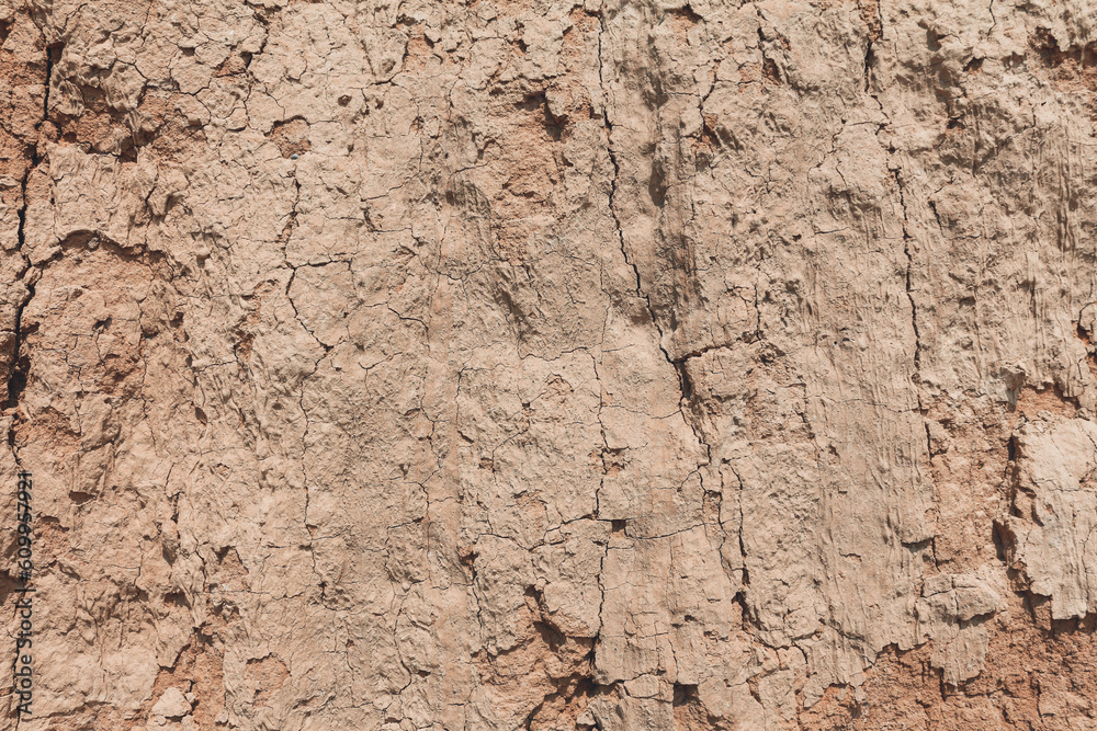 Abstract background. Clay sandy soil. Organic texture of the ground on the sea coast, close up.