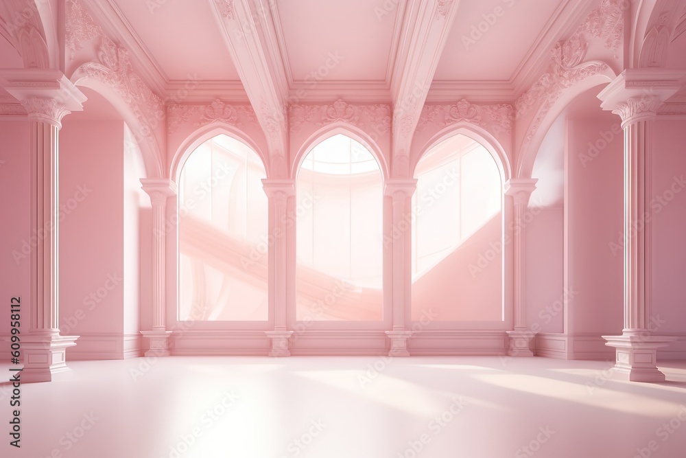 Naklejka premium Arches of the palace. AI generated art illustration.
