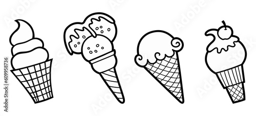 Cartoon set of doodle ice cream.