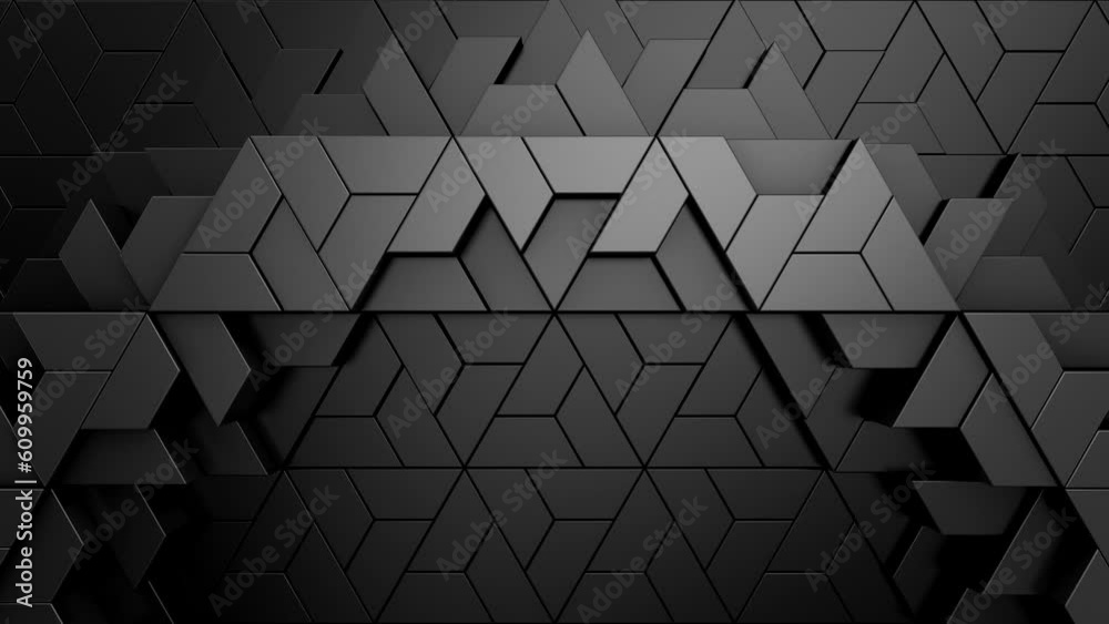 Geometric Shapes Form a Wave. Abstract motion, two color, 3d rendering, 4k resolution

